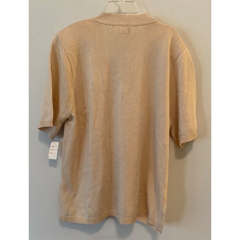 Vintage Laura by Alyzia Skirt Set Beige Short Sleeve Top Buttons Knit 14 Petite - Picture 3 of 16